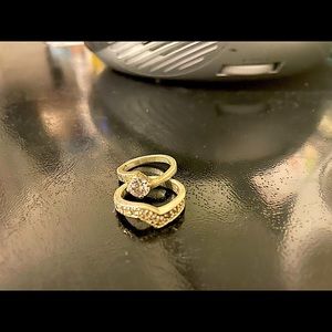 Solid sliver engagement rings set